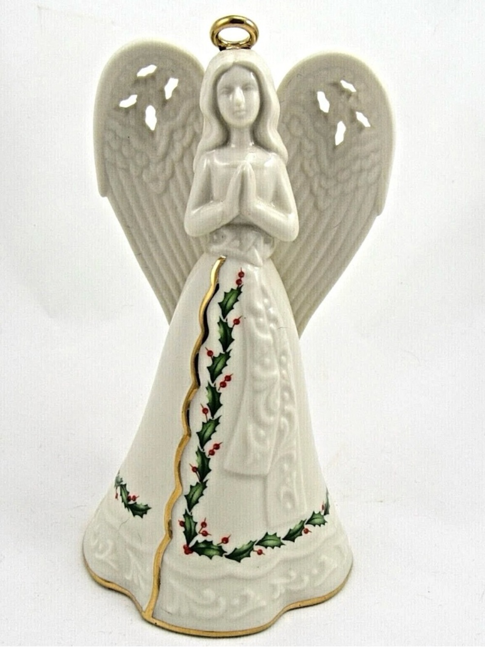 Lenox VTG Christmas Angel Bell 6-1/4" tall Hand Painted Stamped Gold Lenox